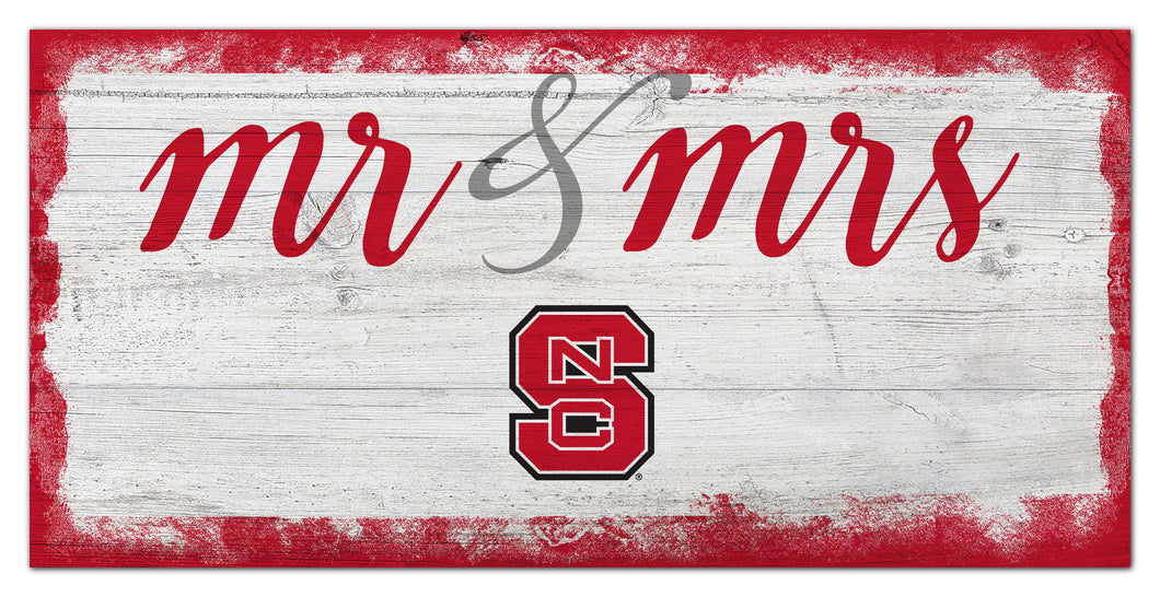 NC State Wolfpack Mr. & Mrs. Script Wood Sign - 6