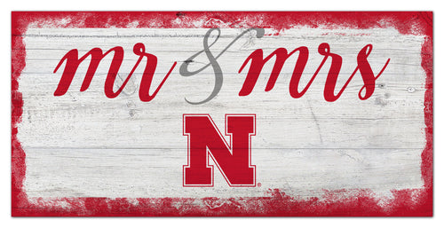 Nebraska Cornhuskers Mr. & Mrs. Script Wood Sign - 6