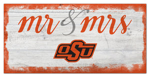 Oklahoma State Cowboys Mr. & Mrs. Script Wood Sign - 6"x12"