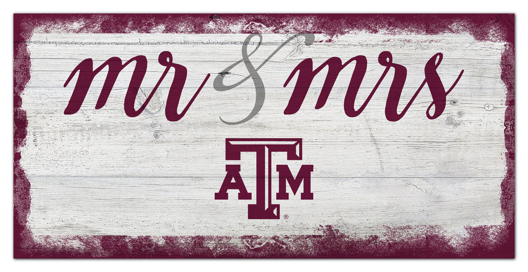 Texas A&M Aggies Mr. & Mrs. Script Wood Sign - 6