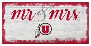Utah Utes Mr. & Mrs. Script Wood Sign - 6"x12"