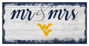 West Virginia Mountaineers Mr. & Mrs. Script Wood Sign - 6"x12"