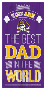 ECU Pirates Best Dad Wood Sign - 6"x12"