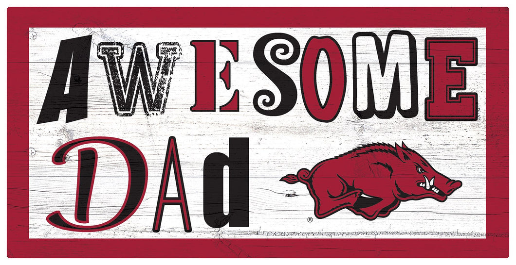Arkansas Razorbacks Awesome Dad Wood Sign - 6