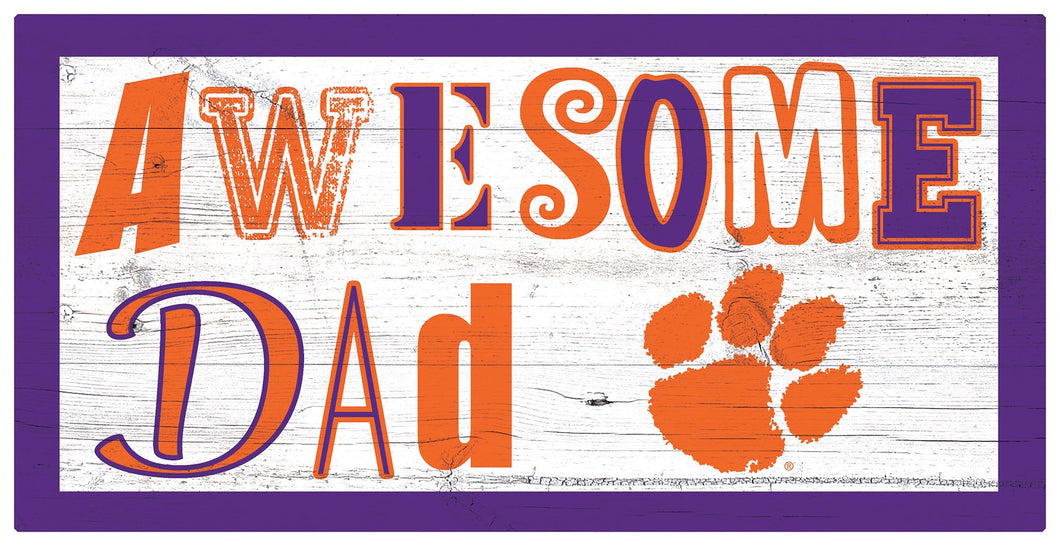 Clemson Tigers Awesome Dad Wood Sign - 6