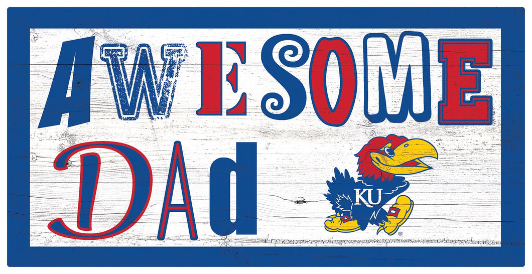 Kansas Jayhawks Awesome Dad Wood Sign - 6