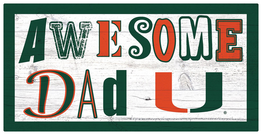 Miami Hurricanes Awesome Dad Wood Sign - 6