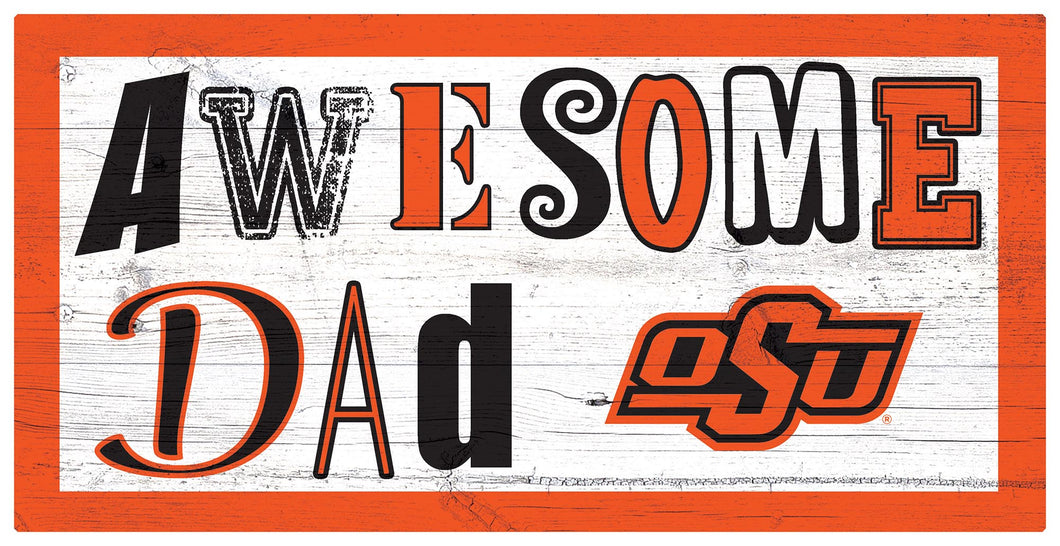 Oklahoma State Cowboys Awesome Dad Wood Sign - 6