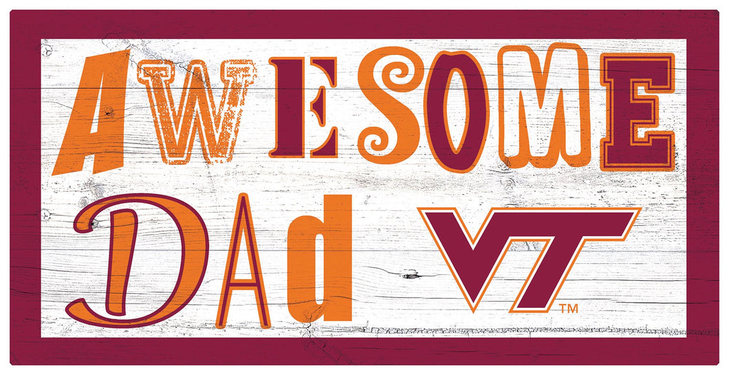 Virginia Tech Hokies Awesome Dad Wood Sign - 6