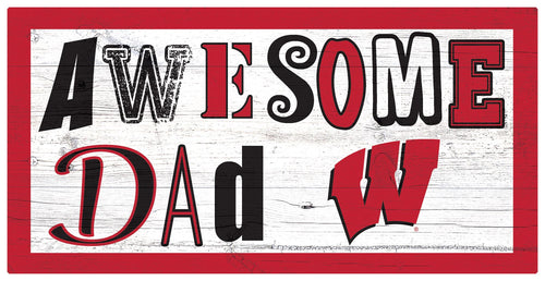 Wisconsin Badgers Awesome Dad Wood Sign - 6