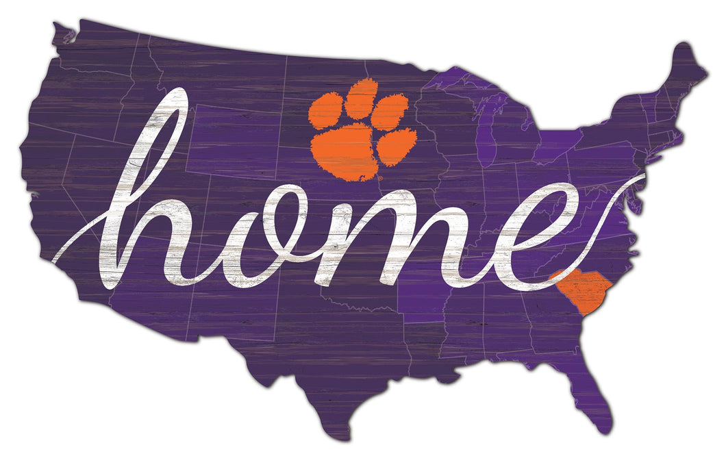 Clemson Tigers  USA Shape Home Cutout