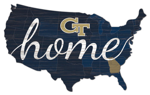 Georgia Tech Yellow Jackets  USA Shape Home Cutout