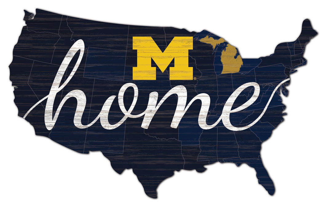 Michigan Wolverines USA Shape Home Cutout