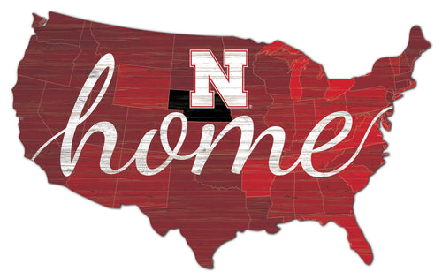 Nebraska Cornhuskers USA Shape Home Cutout