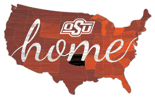 Oklahoma State Cowboys USA Shape Home Cutout