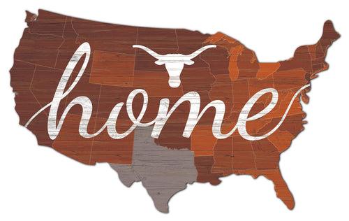 Texas Longhorns USA Shape Home Cutout