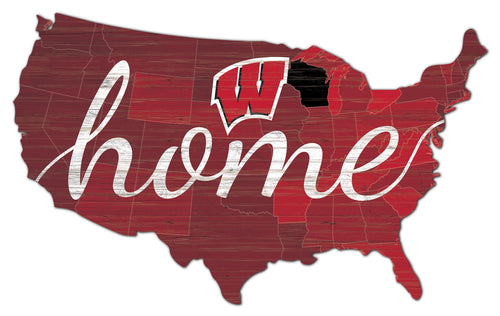 Wisconsin Badgers USA Shape Home Cutout