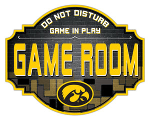 Iowa Hawkeyes Game Room Wood Tavern Sign -12"