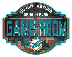 Miami Dolphins Game Room Wood Tavern Sign -24"