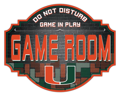 Miami Hurricanes Game Room Wood Tavern Sign -12