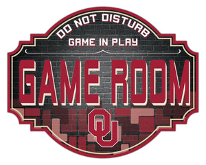 Oklahoma Sooners Game Room Wood Tavern Sign -12"