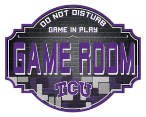  TCU Horned Frogs Game Room Wood Tavern Sign -12"