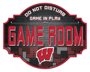 Wisconsin Badgers Game Room Wood Tavern Sign -12"