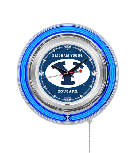 Brigham Young Cougars Double Neon Wall Clock - 15 