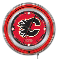 Calgary Flames Double Neon Wall Clock - 15 "