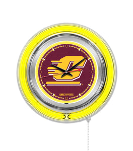 Central Michigan Chippewas Double Neon Wall Clock - 15 "