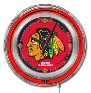 Chicago Blackhawks Double Neon Wall Clock - 15 "