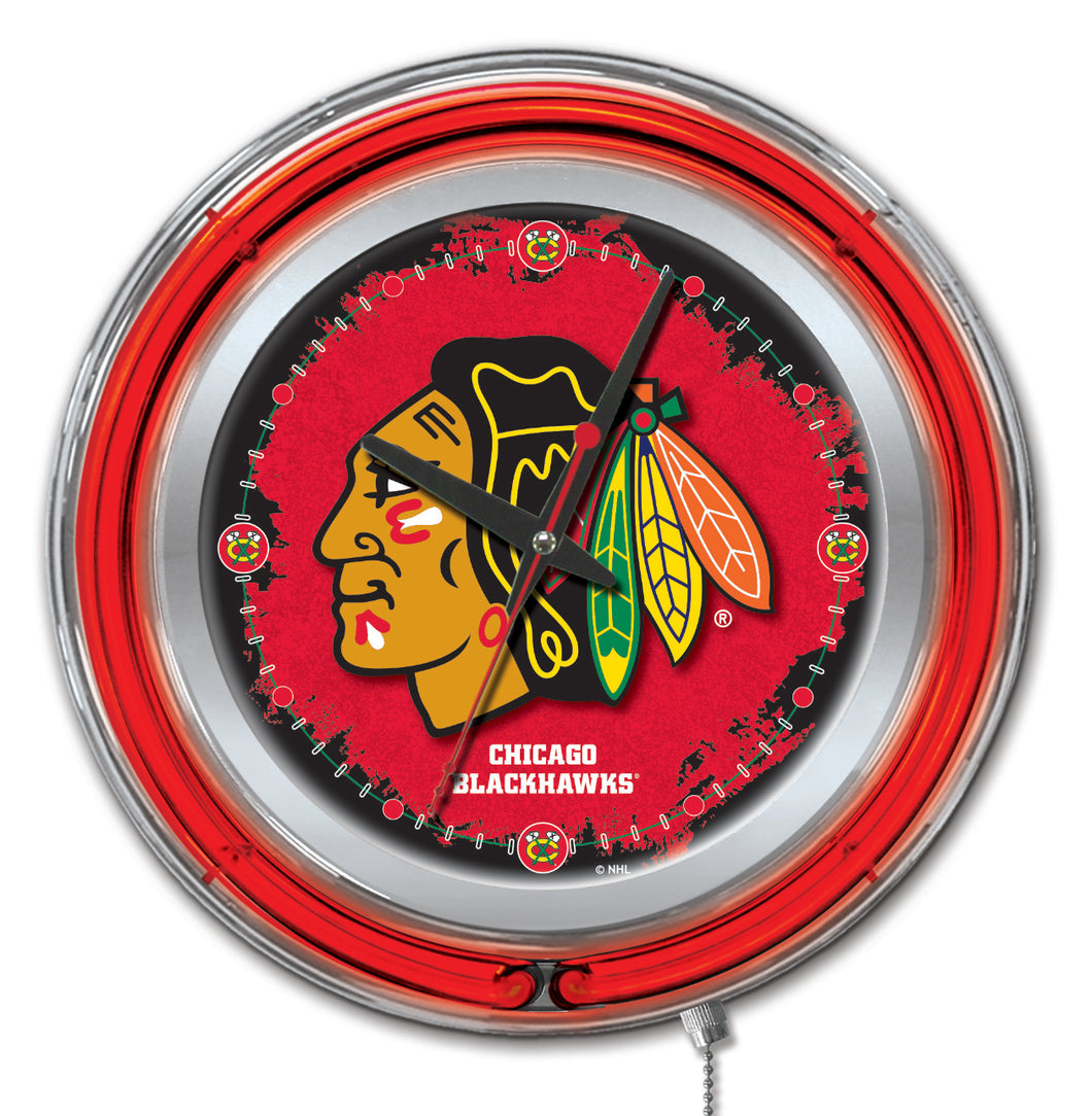 Chicago Blackhawks Double Neon Wall Clock - 15 