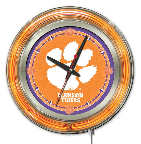 Clemson Tigers Double Neon Wall Clock - 15 