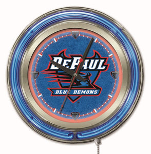 DePaul Blue Demons Double Neon Wall Clock - 15 "