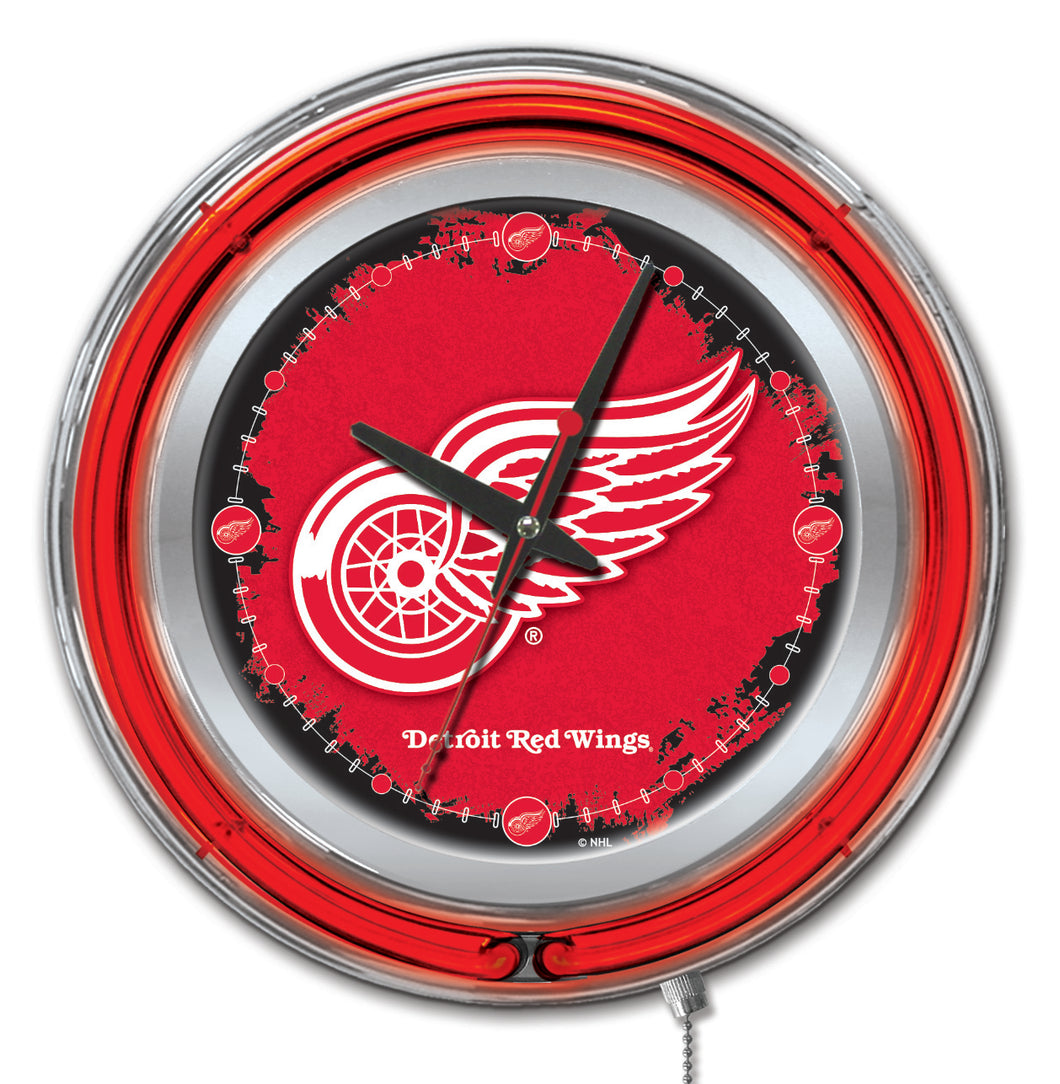 Detroit Red Wings Double Neon Wall Clock - 15 
