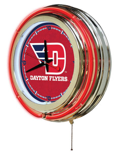 Dayton Flyers Double Neon Wall Clock - 15"
