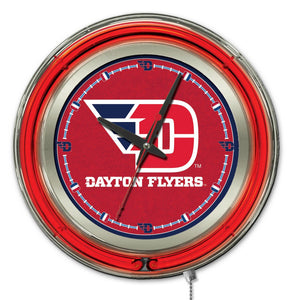Dayton Flyers Double Neon Wall Clock - 15 "