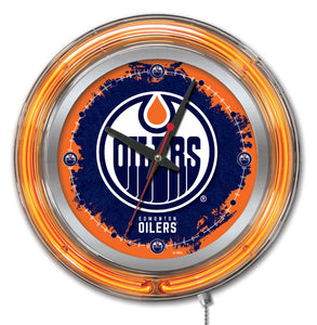 Edmonton Oilers Double Neon Wall Clock - 15 "