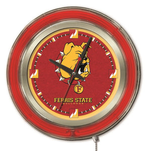 Ferris State Bulldogs Double Neon Wall Clock - 15 "