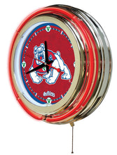 Fresno State Bulldogs Double Neon Wall Clock - 15"