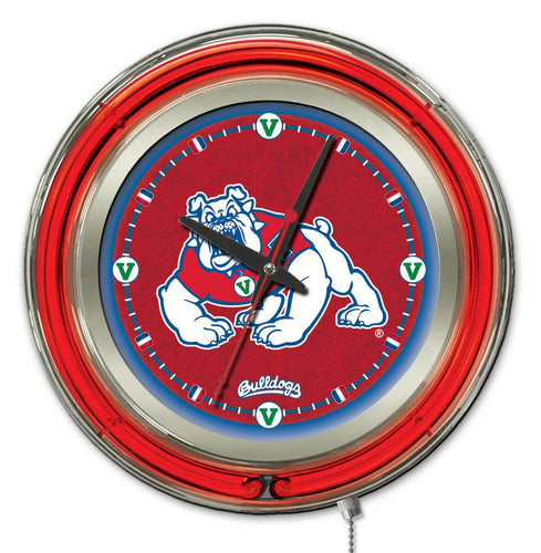 Fresno State Bulldogs Double Neon Wall Clock - 15 