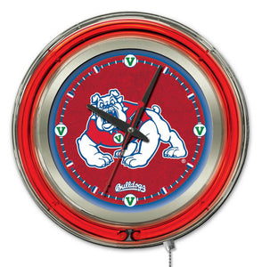 Fresno State Bulldogs Double Neon Wall Clock - 15 "