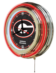 Georgia Bulldogs Double Neon Wall Clock - 15" 