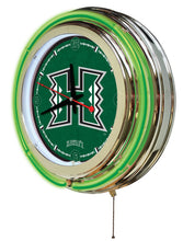 Hawaii Rainbow Warriors Double Neon Wall Clock - 15"