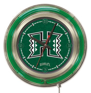 Hawaii Rainbow Warriors Double Neon Wall Clock - 15 "