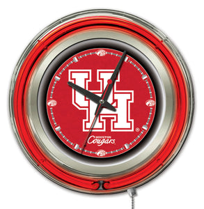 Houston Cougars Double Neon Wall Clock - 15 "