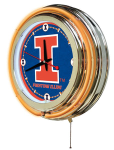 Illinois Fightin Illini Double Neon Wall Clock - 15"