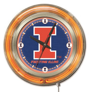 Illinois Fightin Illini Double Neon Wall Clock - 15 "