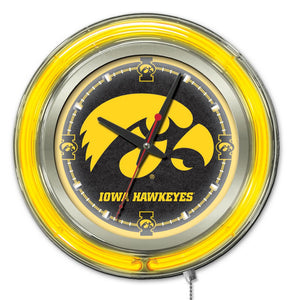 Iowa Hawkeyes Double Neon Wall Clock - 15"