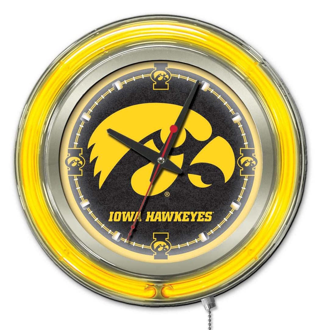 Iowa Hawkeyes Double Neon Wall Clock - 15